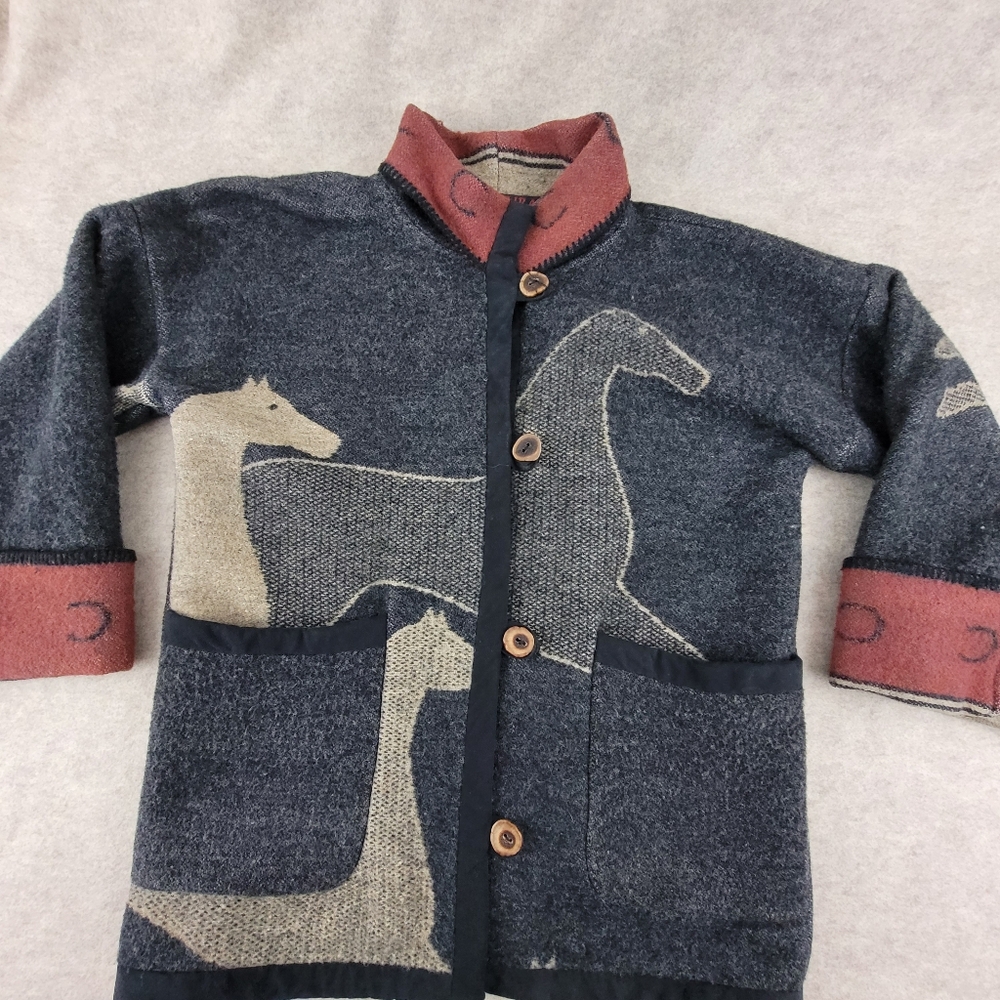 Aventura Taos New Mexico Wool Blanket Jacket Horse Print Small